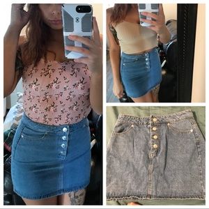 Blue jean button up skirt